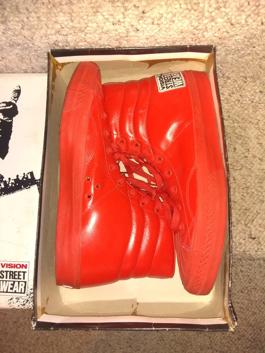 80's Rare Vision Street Wear HiTop All Reds Retro Skateboard