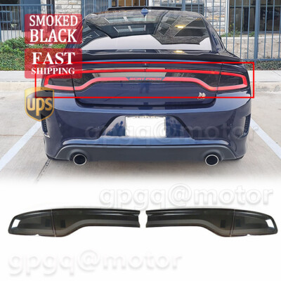For Dodge Charger 2015-2023 Smoked Black ABS Rear Tail Light Lamp Trim Cover Set