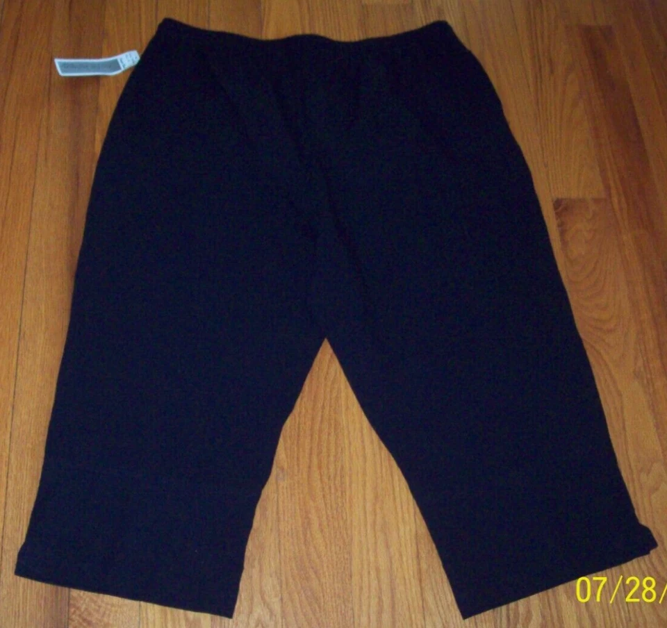 ALLYSON WHITMORE CAPRI Talla 2X NEGRO 100% Algodón Cintura Elástica PULL-ON SELVA NUEVO CON ETIQUETAS Foto 4 de 4