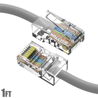 1FT Cat5e RJ45 Ethernet LAN Network UTP Non-Booted Patch Cable Cord Copper Gray