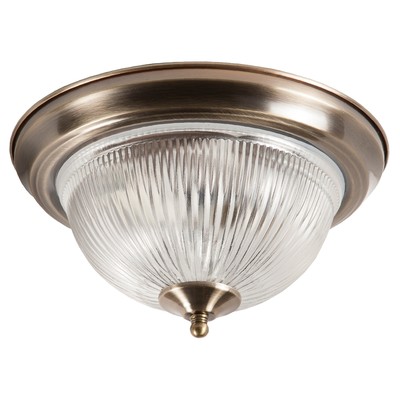 2 Light Antique Brass IP44 Bathroom Flush Ceiling Light with Clear ribbed Glass | eBay UK