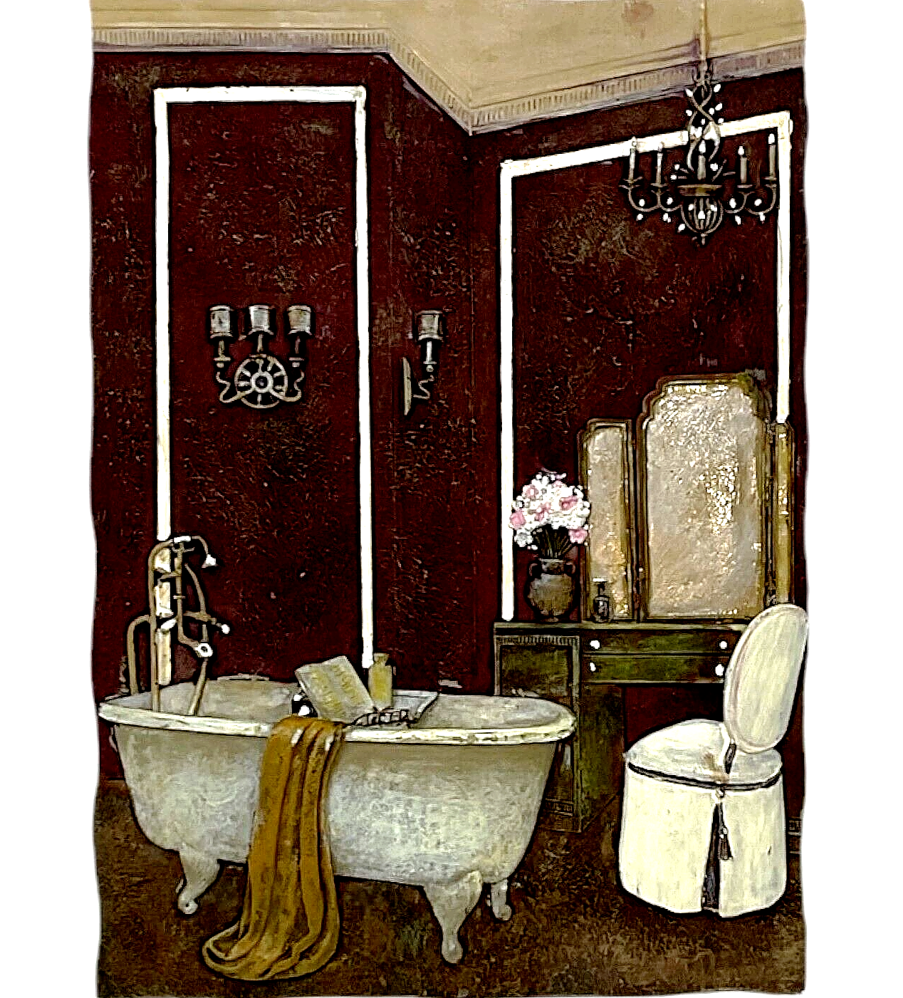 M. Donovan 3D Ceramic Bathroom Bath Tub Wall Art Plaque Tile - 6.25