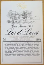 Wine labels SPAIN LAR DE LARES G Res 1993 BODEGAS INVIOSA wine labels