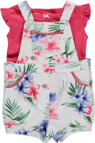 Baby Girls' 2-Piece Floral Tee & Cat Shortalls Set 3M-12M - Picture 5 of 13