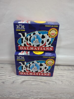 2 Disney 101 Dalmatians Celebration Snow Dome McDonalds Happy Meal Toy Vtg Read