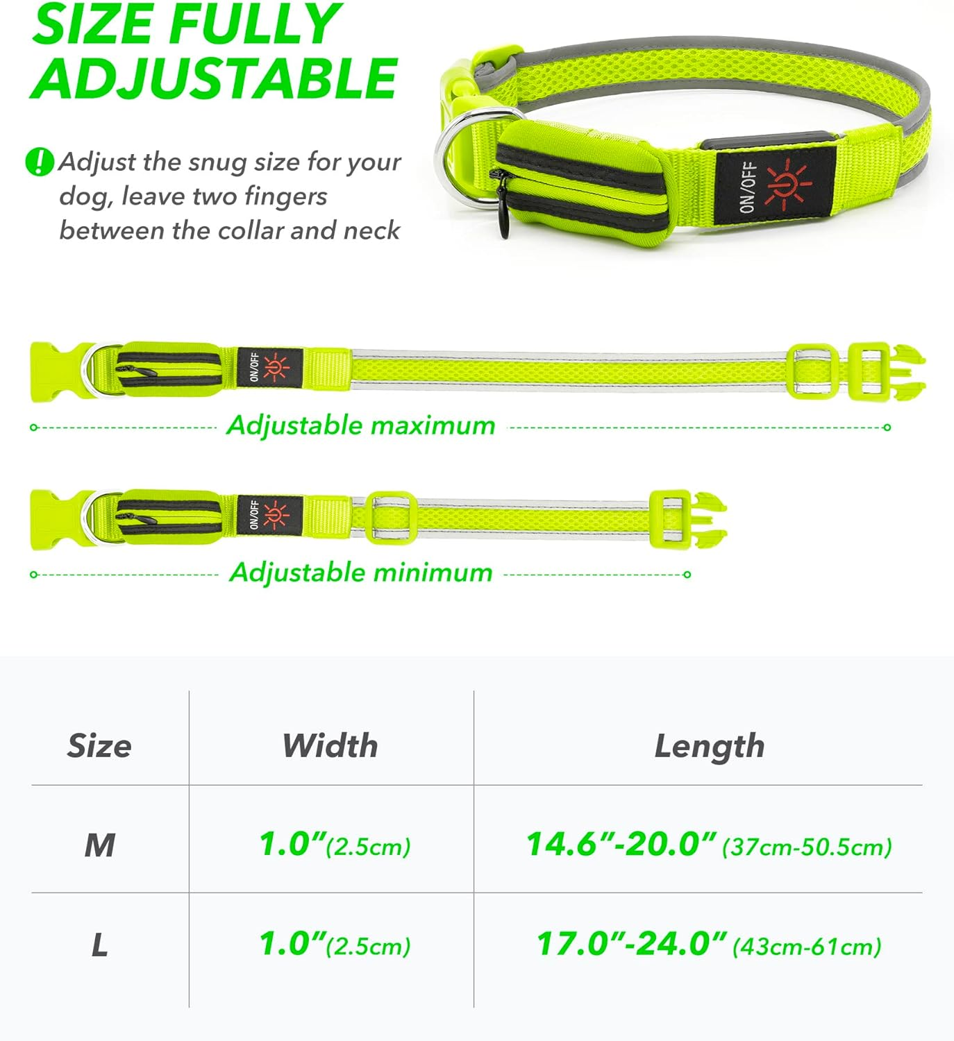 Light up Dog Collar, Small Dog Collar Light for the Dark, Led Dog