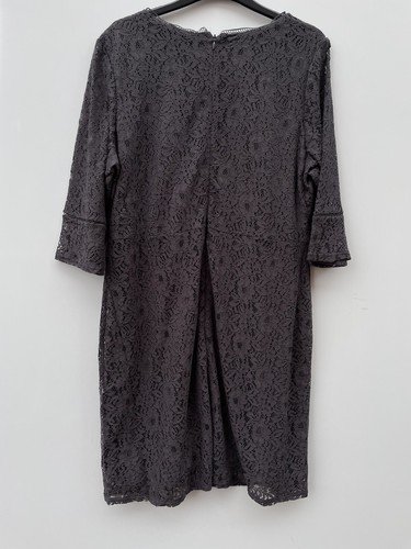 Oasis Dark Charcoal Grey Lace 3/4 Sleeve Dress Size XL Bnwt - Picture 4 of 4