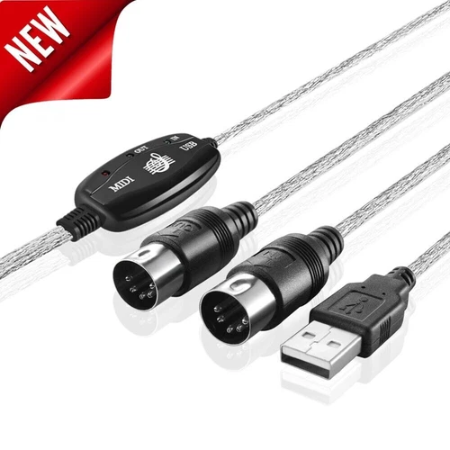 USB IN-OUT MIDI Interface Cable Converter to PC Music Keyboard Adapter Cord