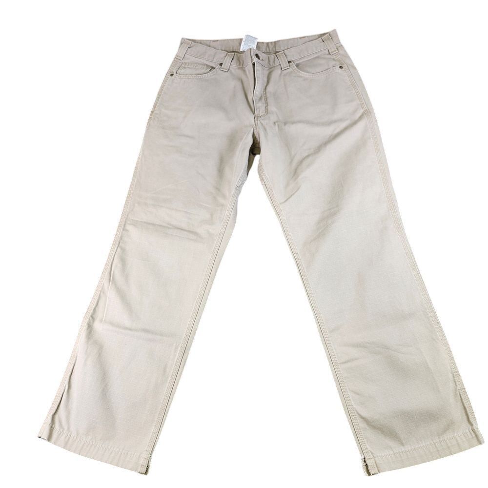 Carhartt Khaki Cotton Work Pants Straight Leg Casual Workwear 36x30