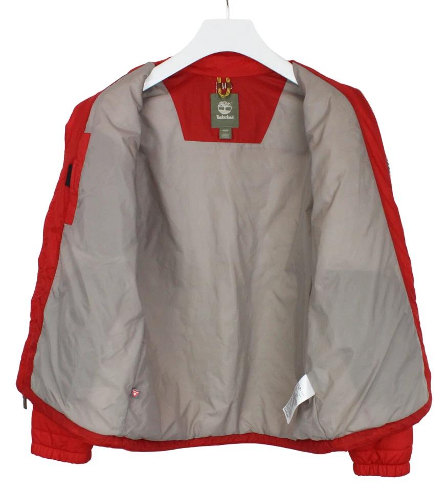 Timberland Jacket Men M Padded Quilted Red Lined Zipper - Image 4 of 4