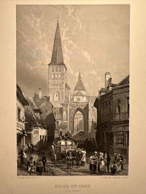 Église St. Croix Chari France 1851 Antike Loire Stahlstich  Illustration Château - Bild 1 von 4