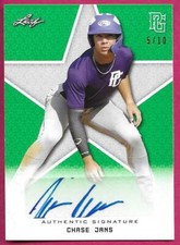 2020 Leaf Perfect Game National Baseball CHASE JANS Green Autograph 5/10