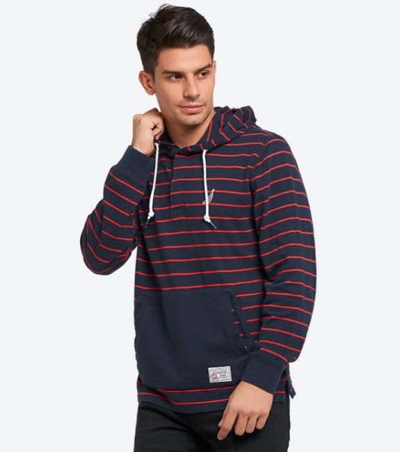 NWT98 Nautica Мужская полосатая темно-красная хлопковая толстовка с длинным рукавом в полоску размер L XXL K83573 8890₽