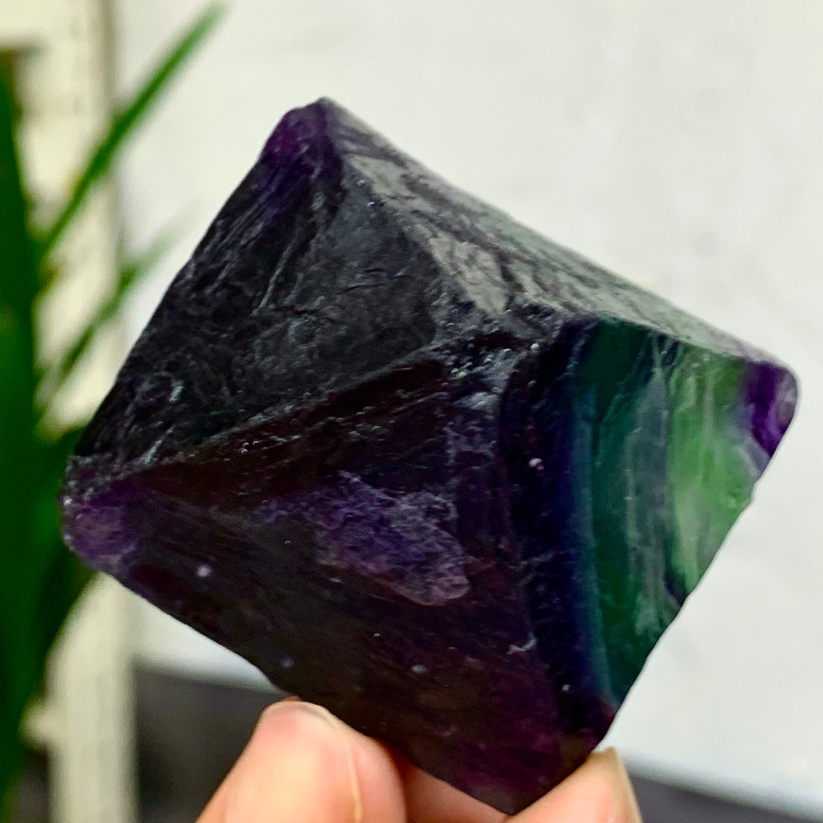 135G Natural Blue Green Fluorite Octahedron Crystal for Healing and Energy