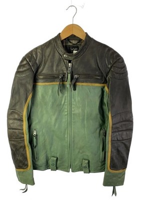 Schott Single Riders Jacket/M/Leather/Grn/Inner Tag Missing 3477