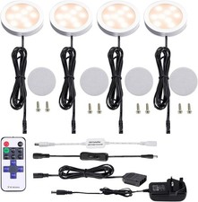 4PCS AIBOO Under Cabinet Lights, Kitchen Cupboard LED Lamp, Warm White, Remote
