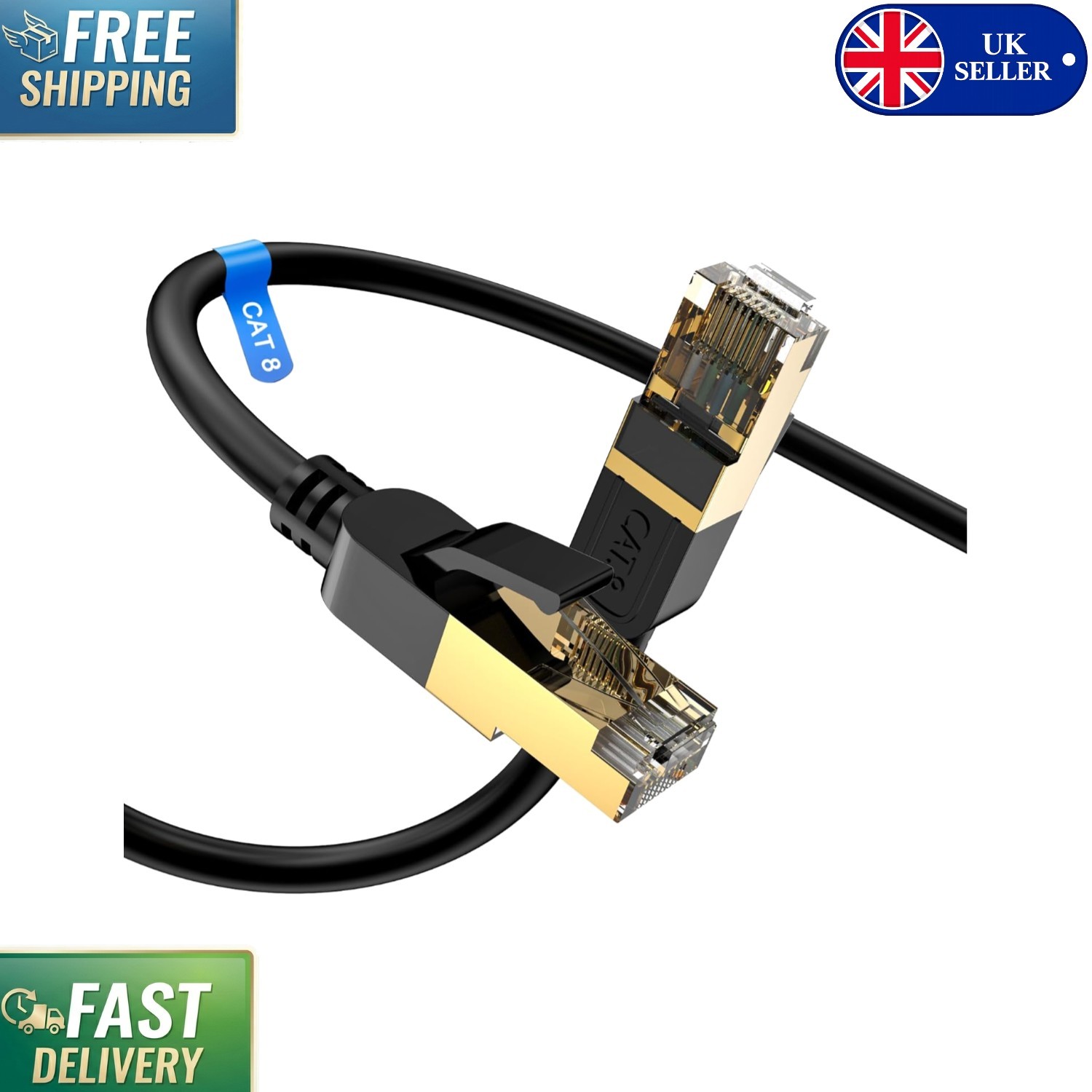 Cat 8 Ethernet Cable 2m - 40Gbps High-Speed, Braided & Shielded for Gaming