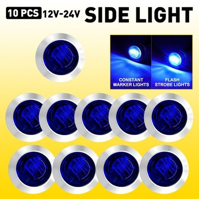 10X 3/4'' Round LED Bullet Clearance Side Marker Light Truck Trailer 12V Blue EAH