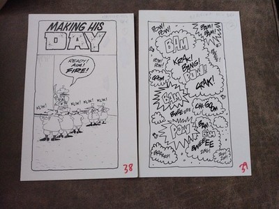 Original Artwork For Duck Edwing's Mad Bizarre Blast Book 1991(2pages Of 4 Page 