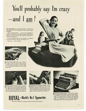 1946 Royal Office Typewriter secretary loves it Vintage Print Ad