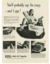 1946 Royal Office Typewriter secretary loves it Vintage Print Ad