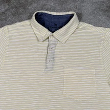 The Normal Brand Slub Pocket Polo Shirt Mens Yellow Striped Medium Casual Soft