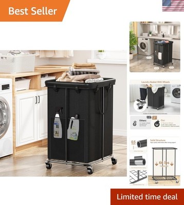 150L Large Laundry Basket with Wheels, Rolling Laundry Hamper with Removable ...