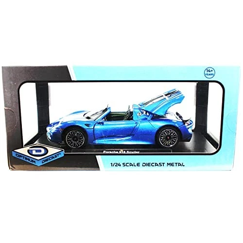 Porsche 918 Spyder Convertible Azul Metálico 1/24 Diecast Model Car de Optimum Foto 4 de 4