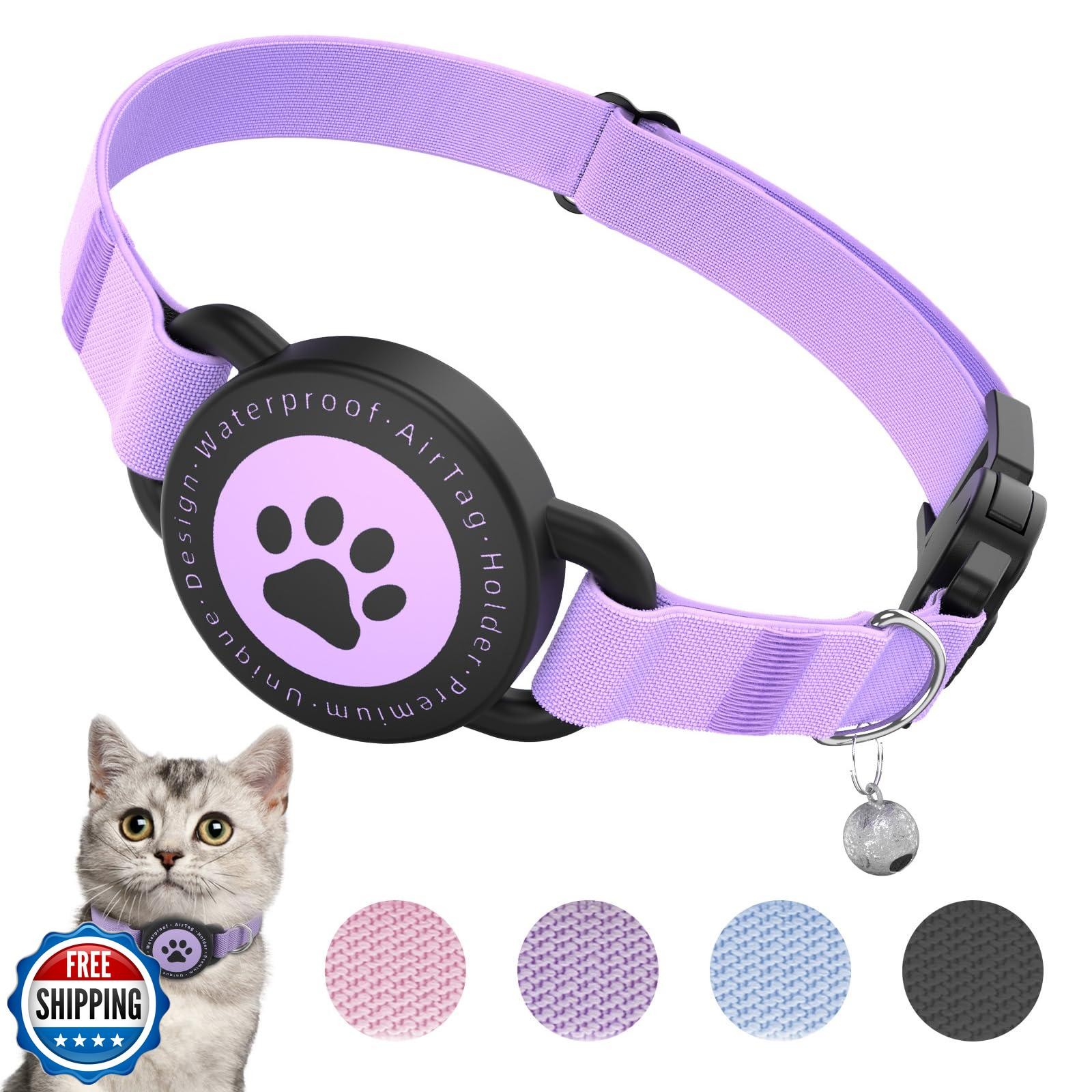 Stretchy Kitten Collar with Secure Apple AirTag Holder Lightweight Breakaway Design
