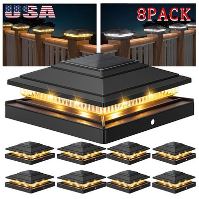 Solar Post Cap Lights 8 Pack Waterproof Fence Post Solar Lights for Garden Patio
