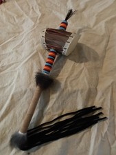 Native american style steer horn drumhead  rattle