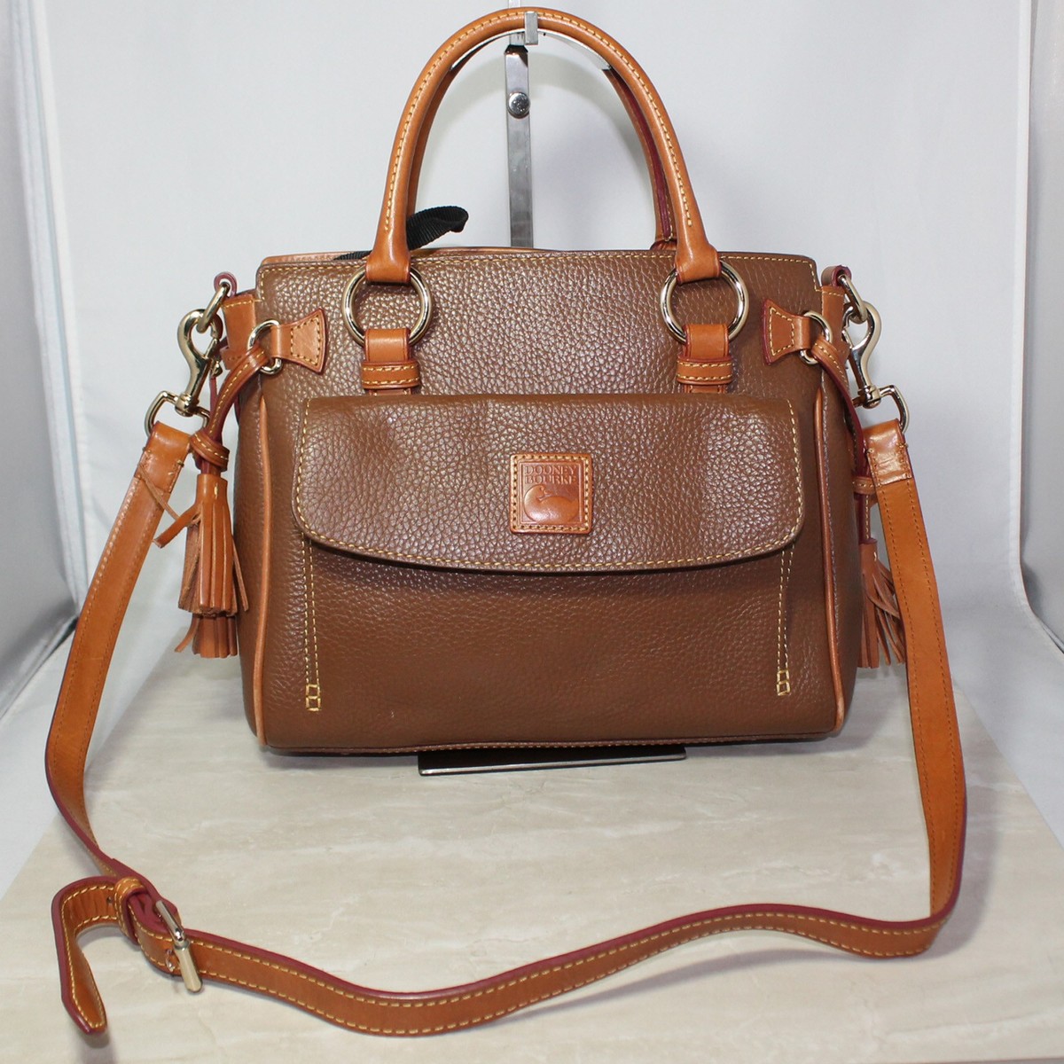 Dooney & Bourke Brown Pebble Leather Pocket Satchel R578C BF (835
