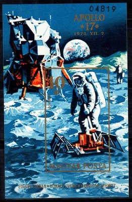 Ungarn 1973 Mi. Bl.94 B Zettel 100% Luftpost Neu ** 10 Ft, Apollo 17