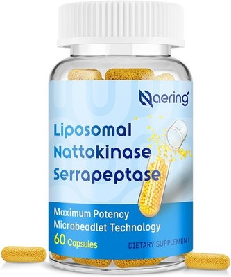 Liposomal Nattokinase 12,000 FU Serrapeptase 360,000 SPU Enzyme Supplement - Enr