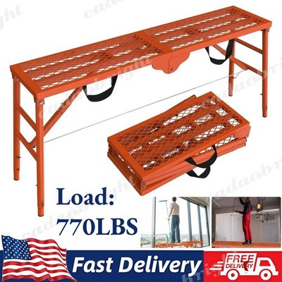 71'' Folding Work Platform Scaffold Adjustable Height Scaffolding Portable NEW