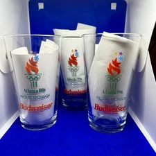 Budweiser 1996 Atlanta Olympics Beer Pint Glass  Set Of 3