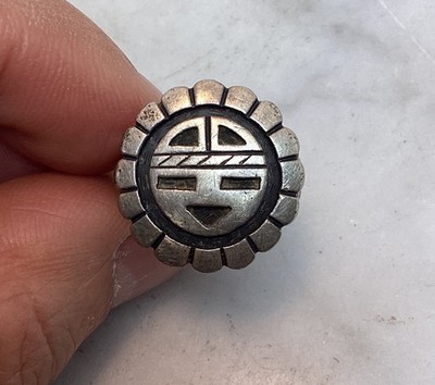 Vintage Hopi Native American Sterling Silver Sunface Ring Size 5.75