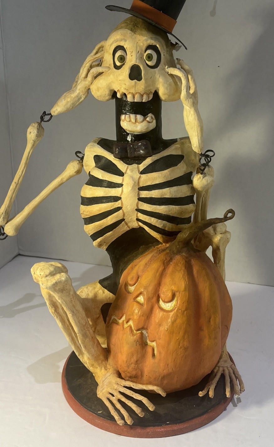 RARE Rucus Studio  Bethany Lowe Skeleton Pumpkin Halloween Figure Skeleton Sam