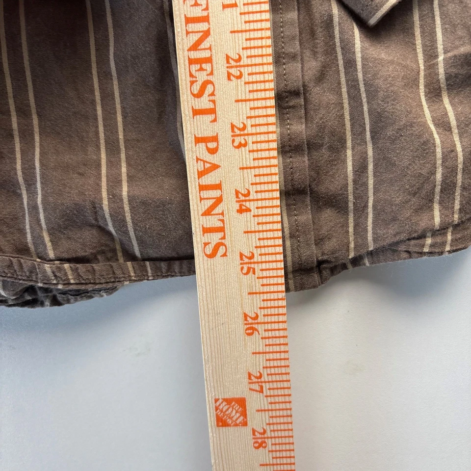 Tony Hawk Mens L Long Sleeve Button Up Shirt Striped Brown Men's Size L Casual - Image 4 of 4