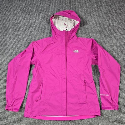 The North Face HyVent Rain Jacket Womens Small Pink Hooded Waterproof 