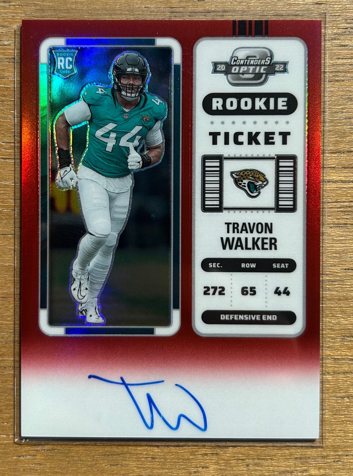 2022 Contenders Optic Travon Walker Red Rookie Ticket Auto /149