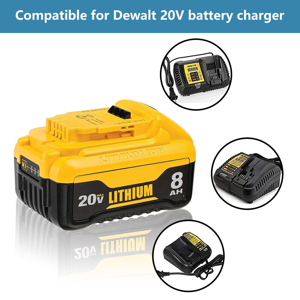 8.0Ah For Dewalt 20V Max Lithium-Ion Tool Battery DCB200 DCB205 DCB206 8Ah 🌟