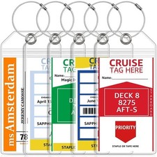 5 Pack Cruise Luggage Tag Holders For Carnival, NCL, Princess, MSC Cruise Ships,