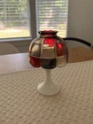 Vintage Westmoreland Stained Glass Fairy Lamp Shade with Milk Glass Base