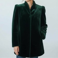Vintage Luraseel Emerald Green Faux Fur Coat Union Made Womens Size 12