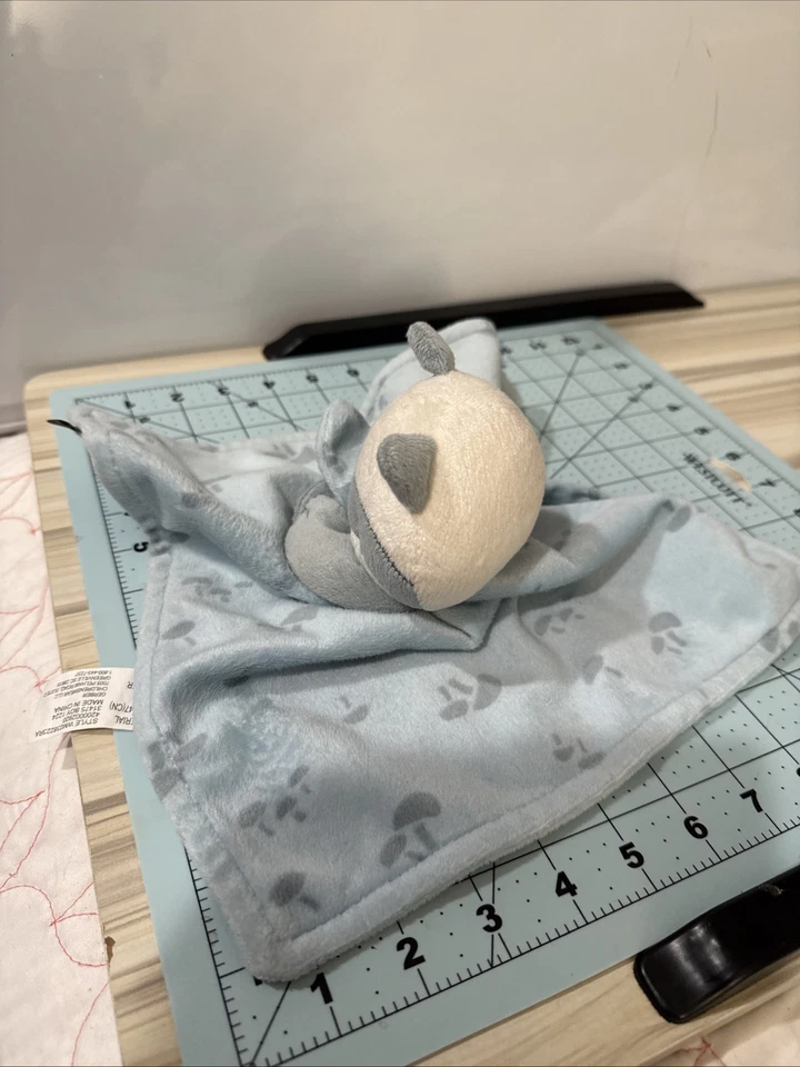 Manta de seguridad Gerber Modern Moments Baby Lovey diseño mapache felpa 14" azul Foto 2 de 4