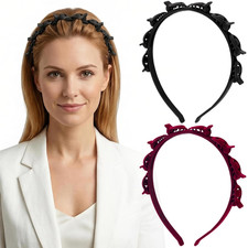 2Pcs Headband with Clips for Women, Double Layer Bangs Hair Clip Hairpin Headban