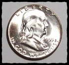1955-P FRANKLIN HALF DOLLAR SomeToning BU #34D59 .900 Fine SILVER