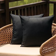 Outdoor Waterproof Throw Pillow Covers Set of 2 18" x 18" Pack of 2 Black