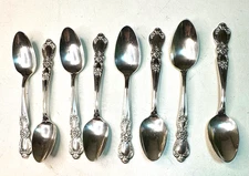 Se of 8 1847 Rogers Bros Heritage Teaspoons Silverplate Flatware Silverware